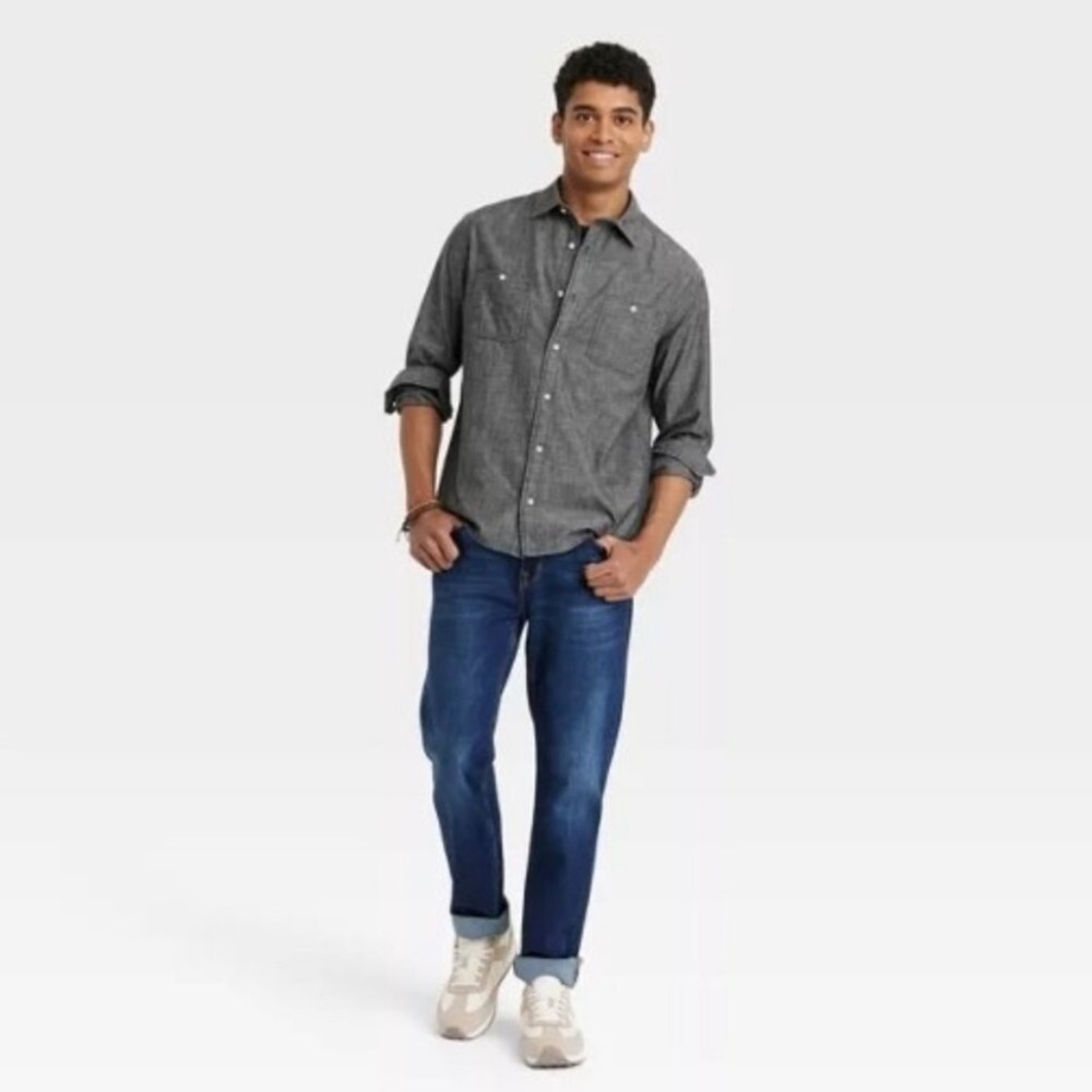 Goodfellow & Co Men's Charcoal Linen Button-Down Shirt